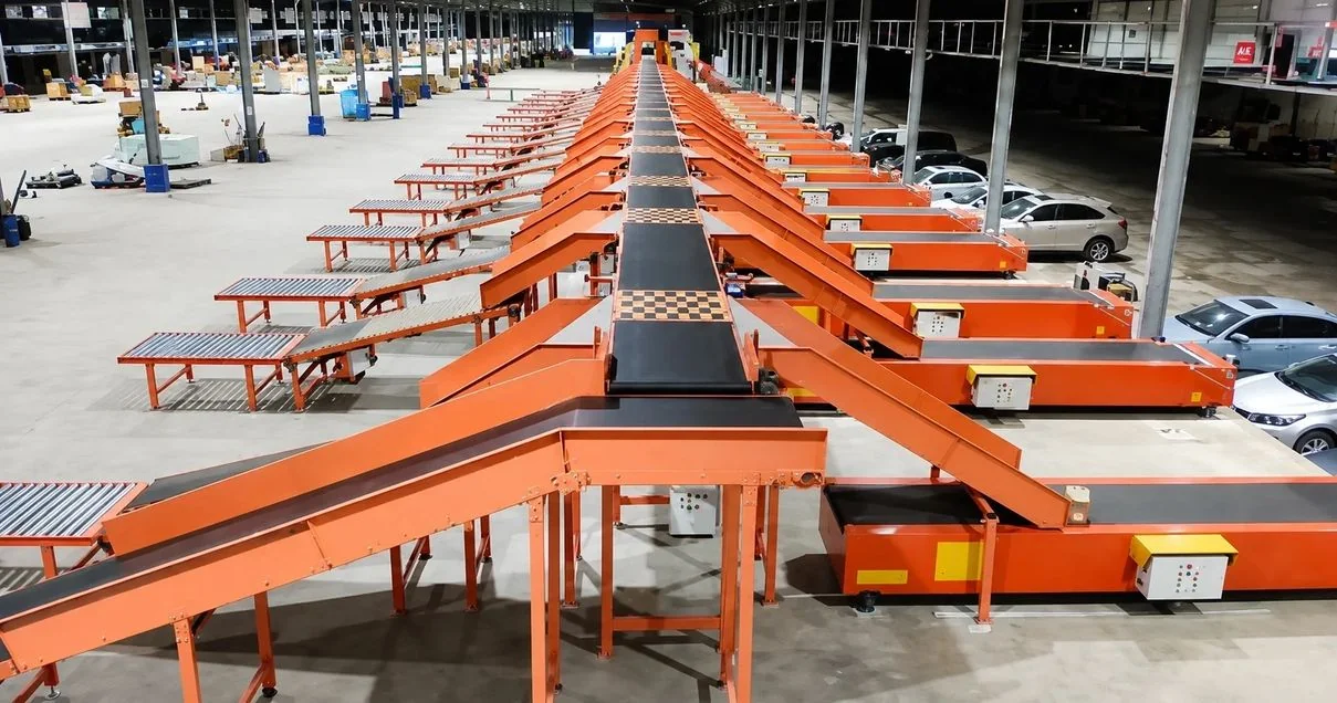 Wheel sorter installation with multiple discharge lanes